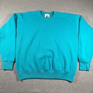 Vintage 90s Lee Fleece Sweatshirt Men Large Teal Heavyweight Crewneck Made USA
